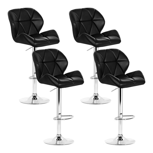 Marlook 4x Bar Stools Gas Lift Padded Leather Black