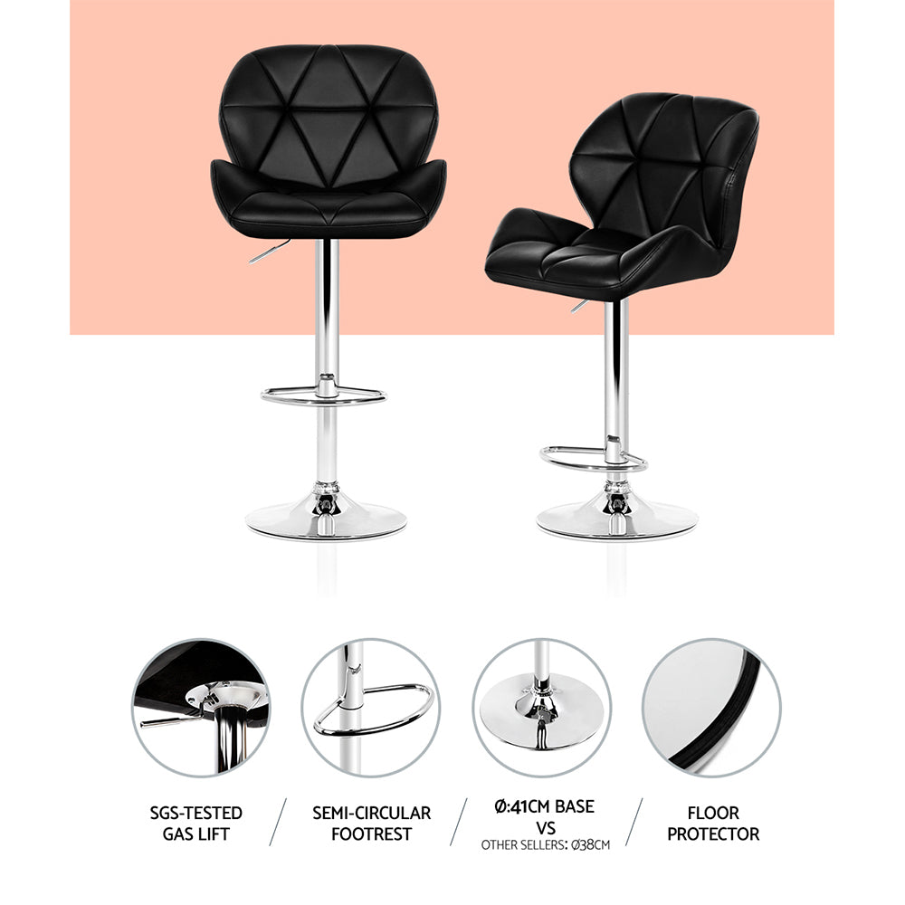 Marlook 4x Bar Stools Gas Lift Padded Leather Black