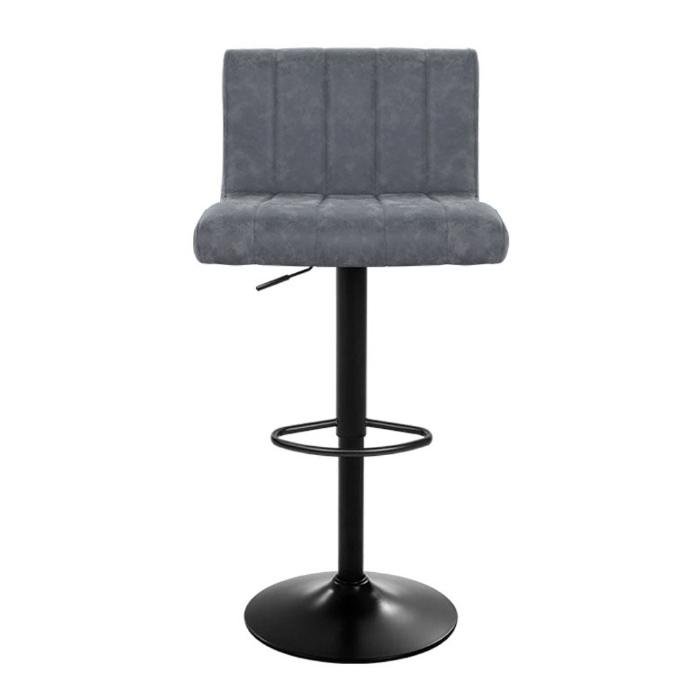 Marlook 2x Bar Stools Vintage Leather Gas Lift Grey
