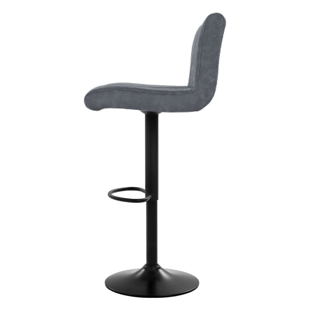 Marlook 2x Bar Stools Vintage Leather Gas Lift Grey