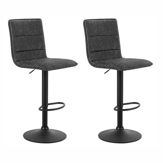 Marlook 2x Bar Stools Gas Lift Vintage Leather Grey