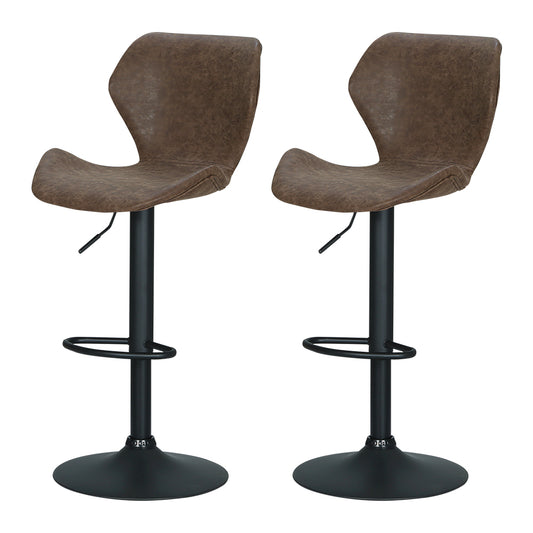 Marlook Bar Stools Kitchen Counter Stools Swivel Gas Lift Vintage Chairs Brown x2