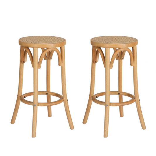 Marlook 2x Bar Stoosl Rattan Seat Wooden