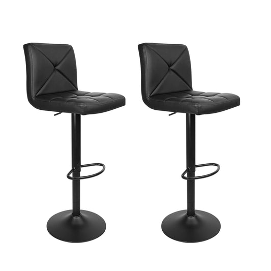 Marlook 2x Bar Stools Kitchen Dining Chairs Gas Lift Stool Leather Black
