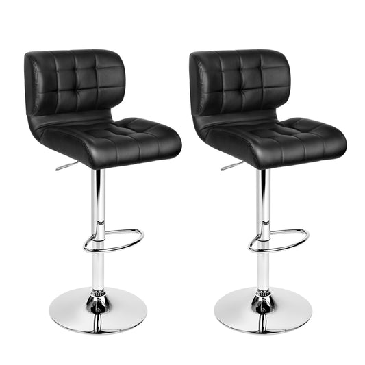 Marlook 2x Bar Stools Gas Lift Leather Padded Stool Black