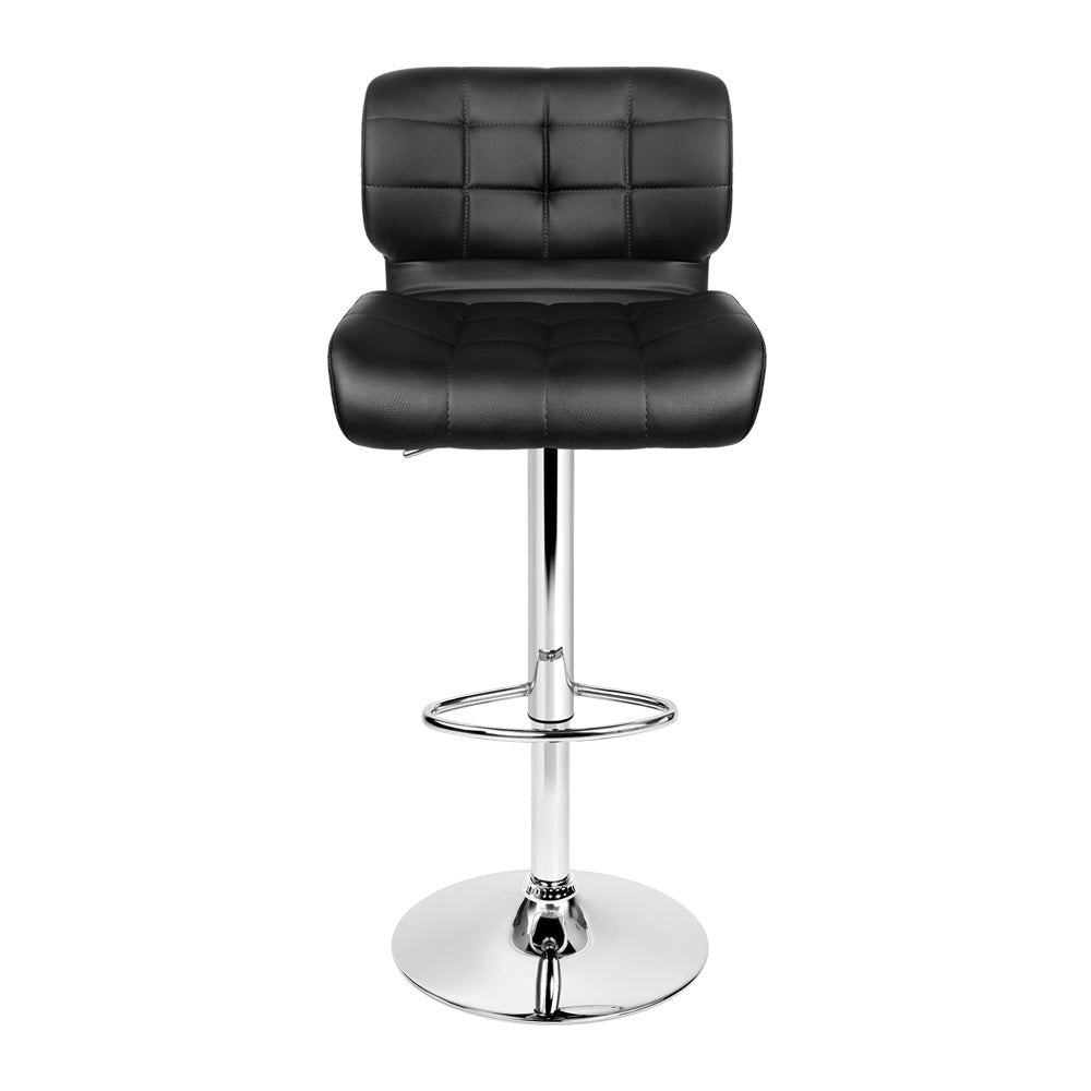 Marlook 2x Bar Stools Gas Lift Leather Padded Stool Black