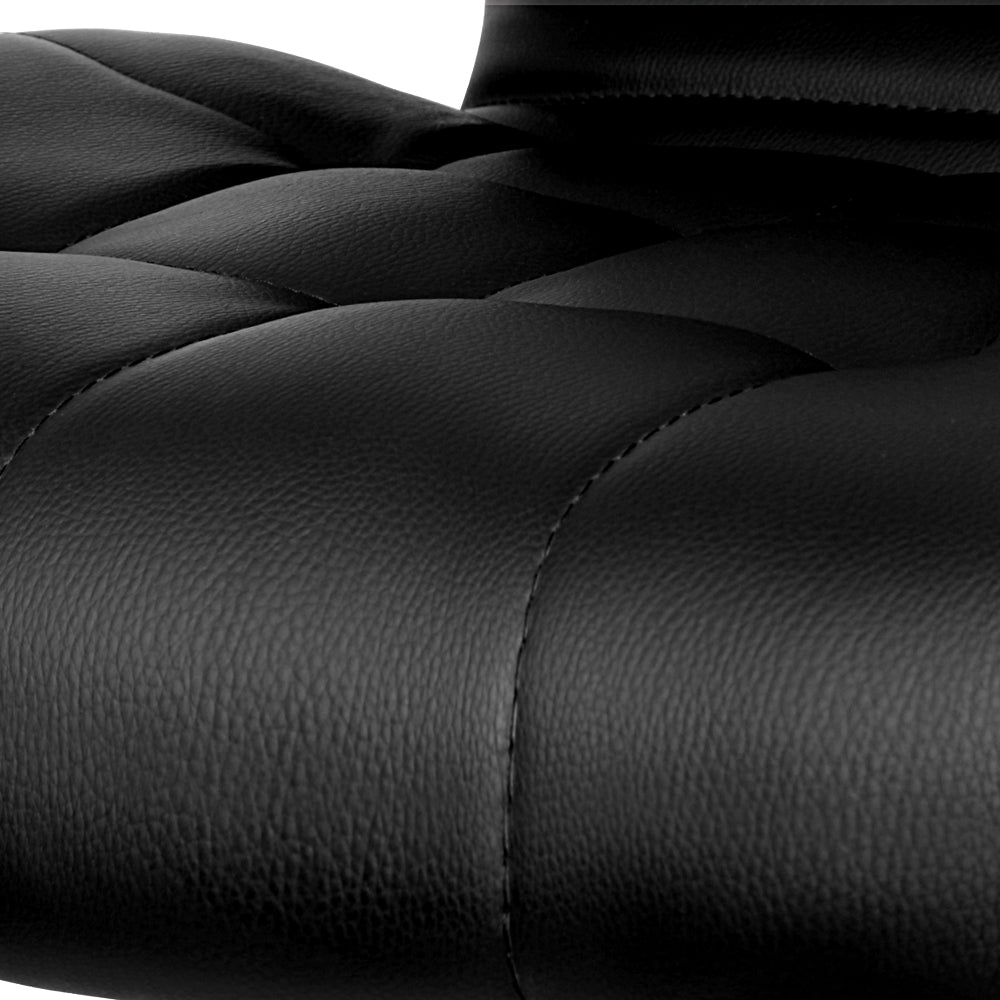 Marlook 2x Bar Stools Gas Lift Leather Padded Stool Black