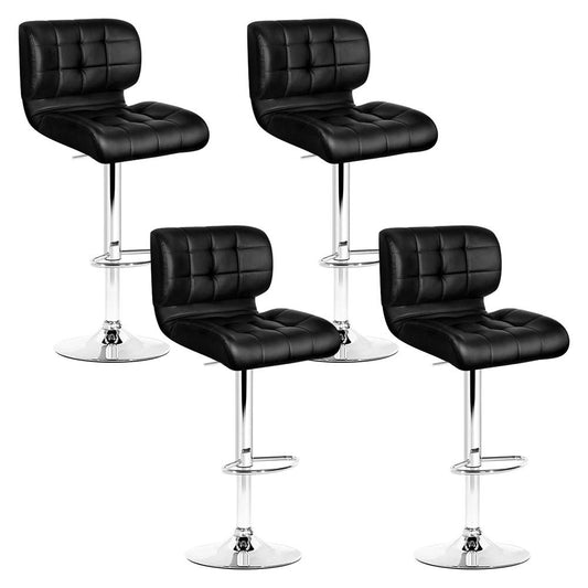 Marlook 4x Bar Stools Gas Lift Leather Padded Black
