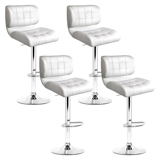 Marlook 4x Bar Stools Gas Lift Leather Padded White