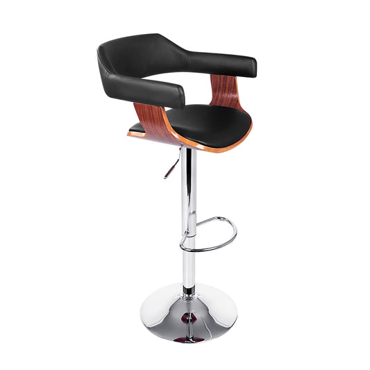 Marlook Bar Stools Gas Lift Leather w/Armrest Black