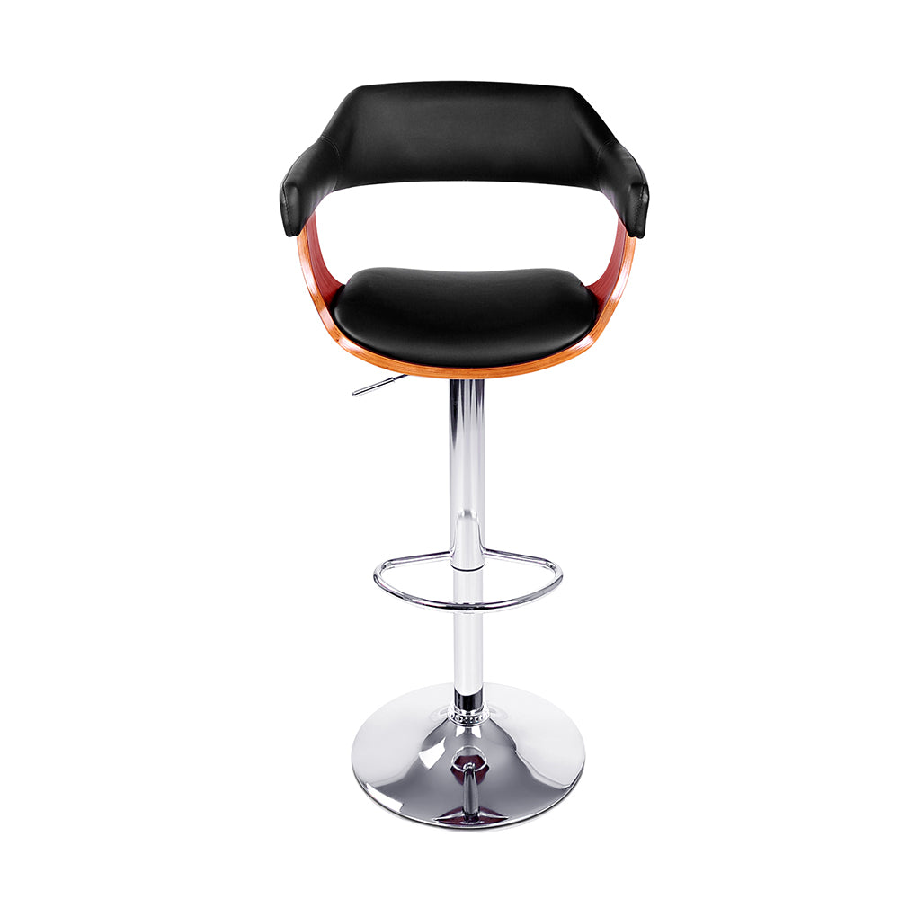 Marlook 2x Bar Stools Gas Lift Leather w/Armrest Black