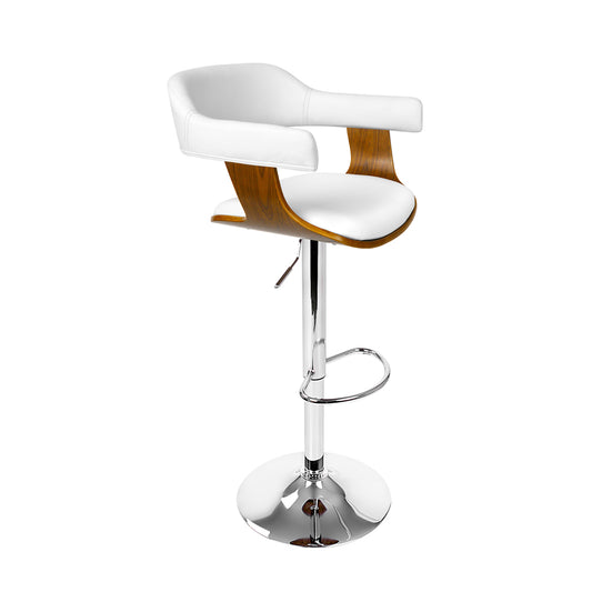 Marlook Bar Stools Gas Lift Leather w/Armrest White
