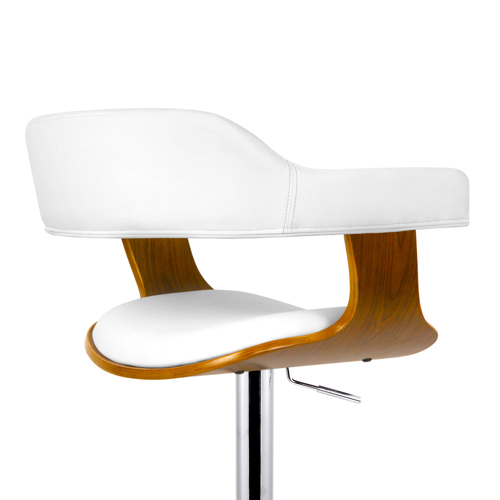 Marlook Bar Stools Gas Lift Leather w/Armrest White