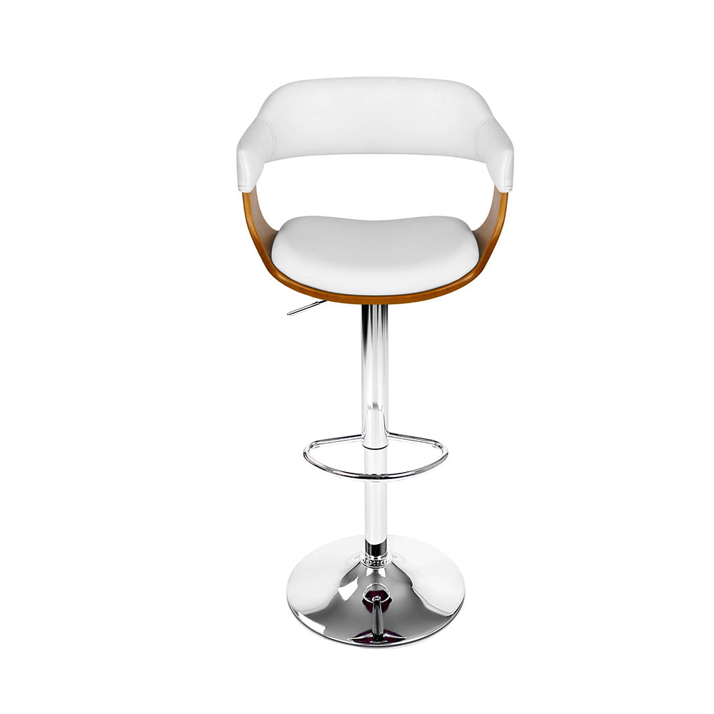 Marlook 2x Bar Stools Gas Lift Leather w/Armrest White