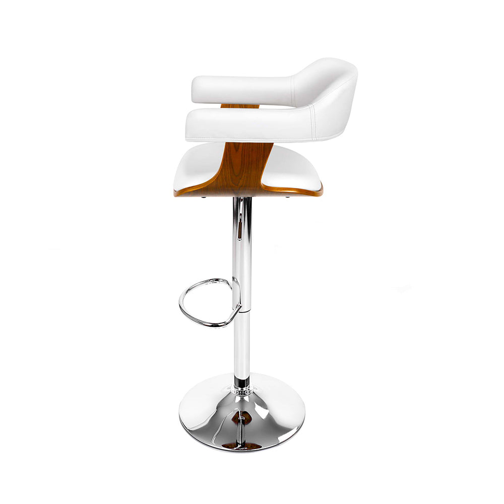 Marlook 2x Bar Stools Gas Lift Leather w/Armrest White