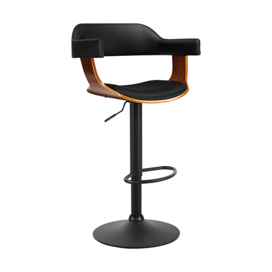 Marlook Bar Stools Gas Lift Leather w/Armrest All Black