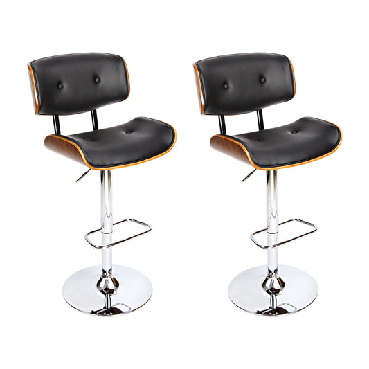 Marlook 2x Bar Stools Gas Lift Leather Black