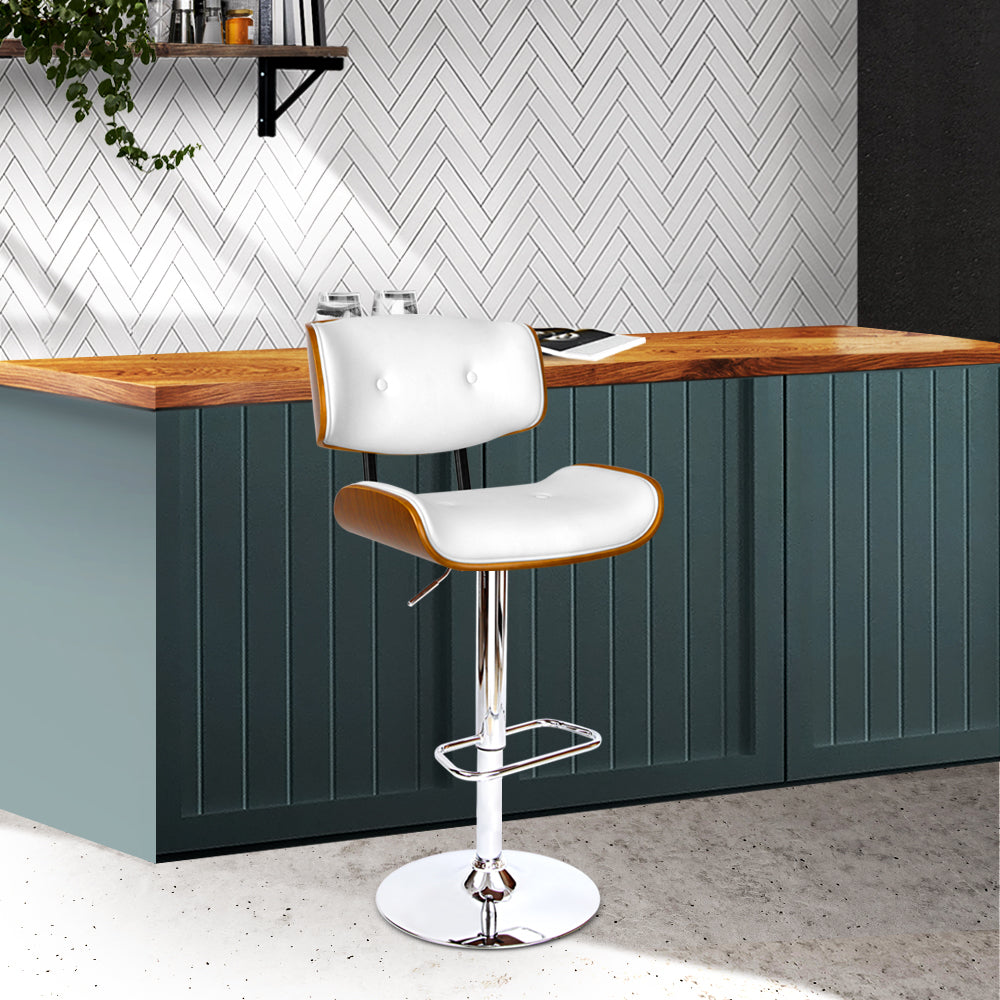 Marlook Bar Stools Gas Lift Leather White