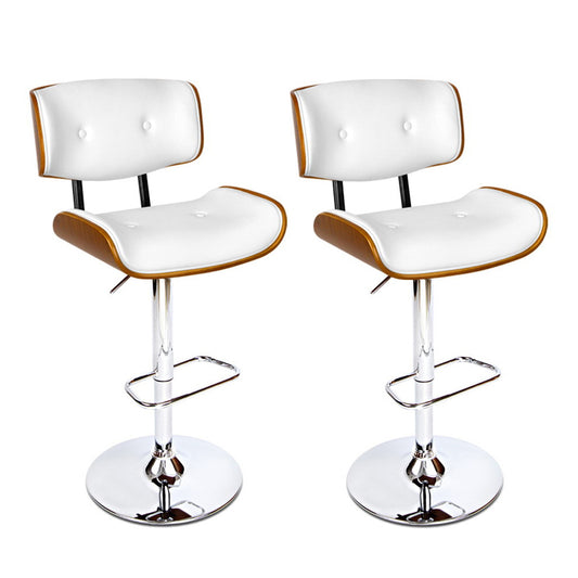 Marlook 2x Bar Stools Gas Lift Leather White