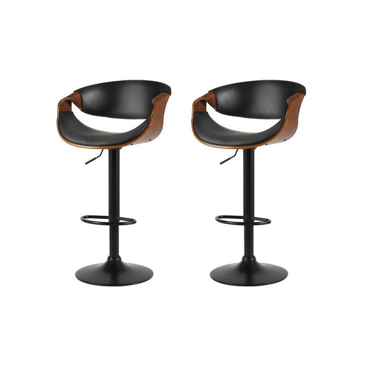 Marlook 2x Bar Stools Gas Lift Leather w/Armrest