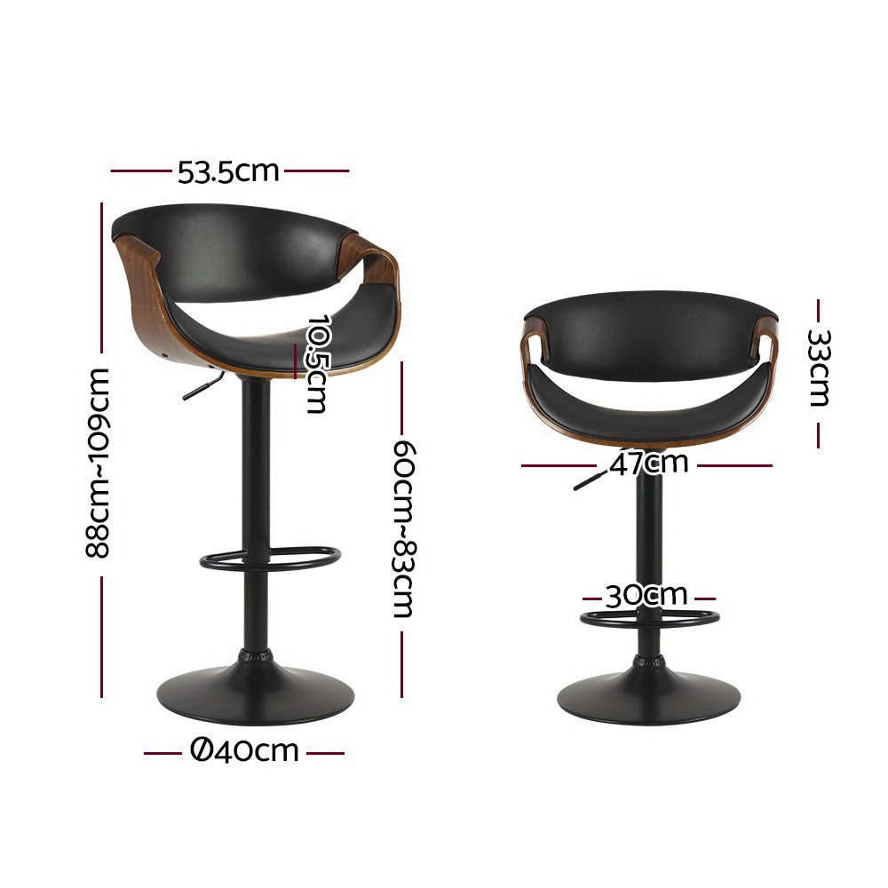 Marlook 2x Bar Stools Gas Lift Leather w/Armrest