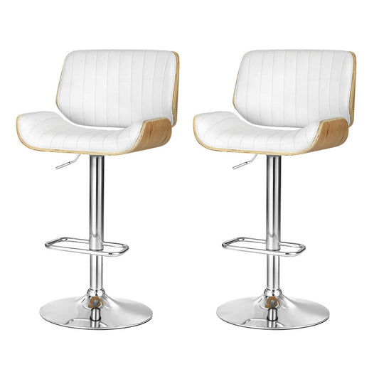 Marlook 2x Bar Stools Adjustable Leather Chairs