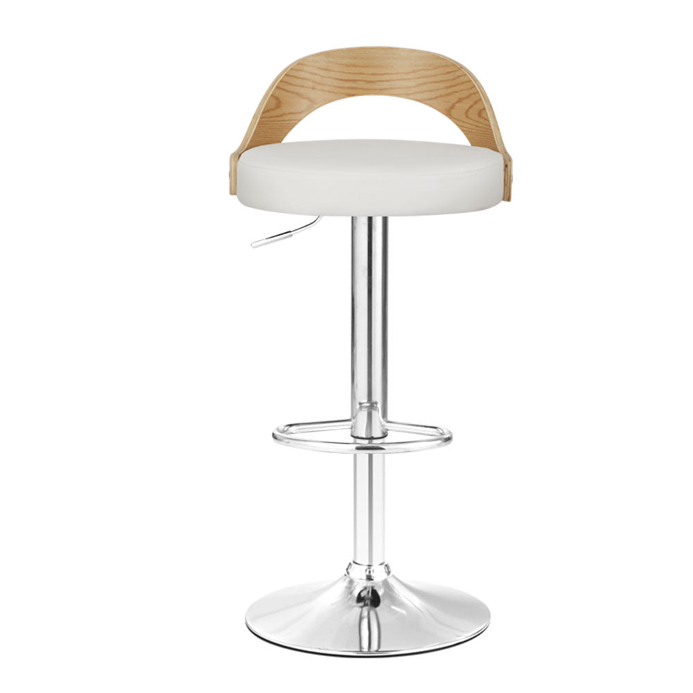 Marlook 2x Bar Stools Adjustable Leather Padded White
