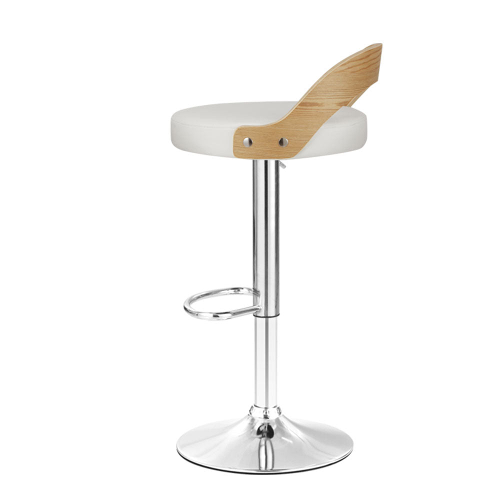 Marlook 2x Bar Stools Adjustable Leather Padded White