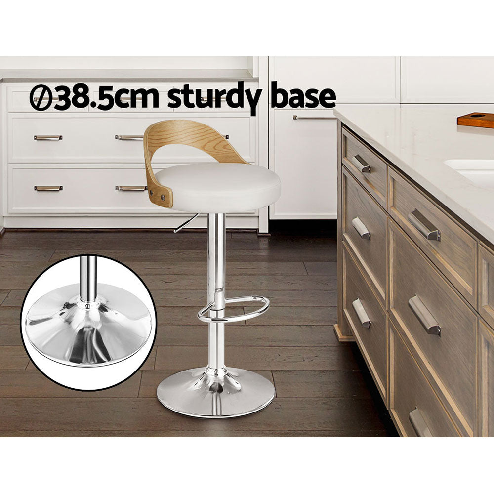 Marlook 2x Bar Stools Adjustable Leather Padded White