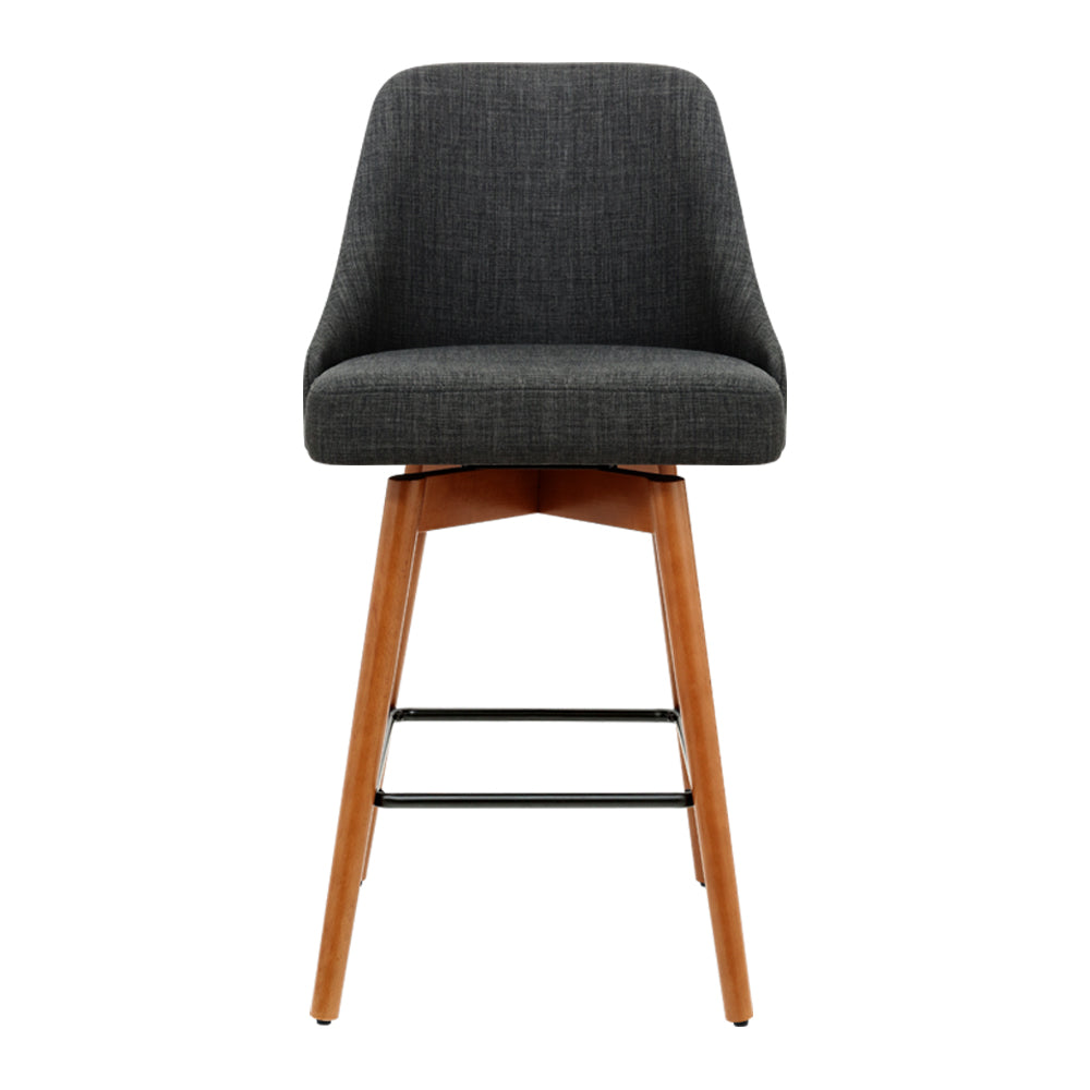 Marlook 4x Bar Stools Swivel Seat Wooden Charcoal