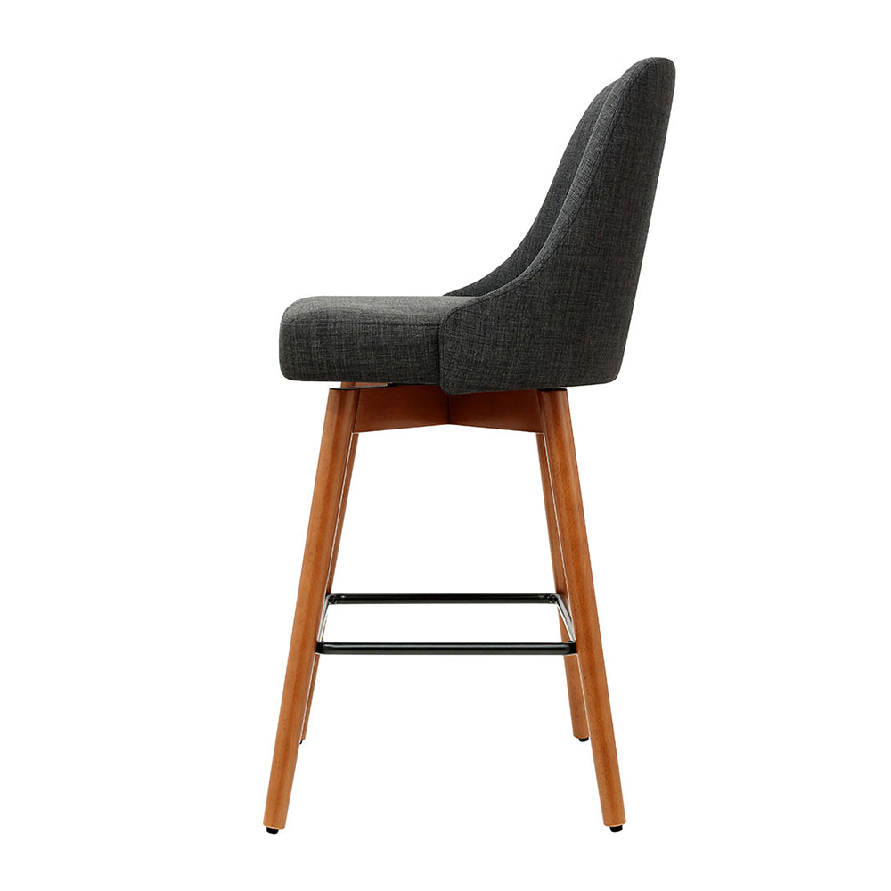 Marlook 4x Bar Stools Swivel Seat Wooden Charcoal