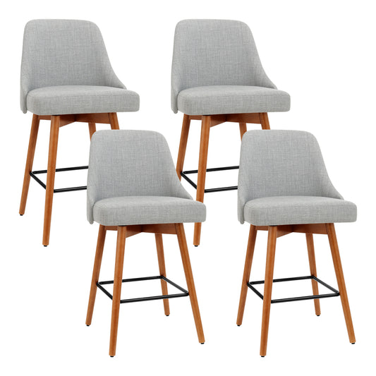 Marlook 4x Bar Stools Swivel Seat Wooden Grey