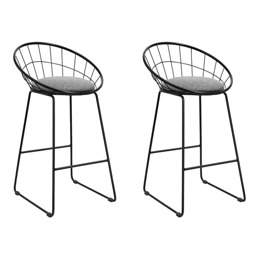 Marlook 2x Bar Stools Padded Seat Metal