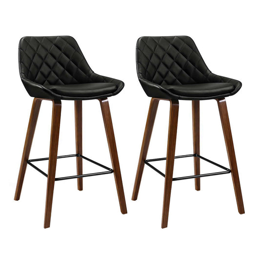 Marlook 2x Bar Stools PU Seat Wooden