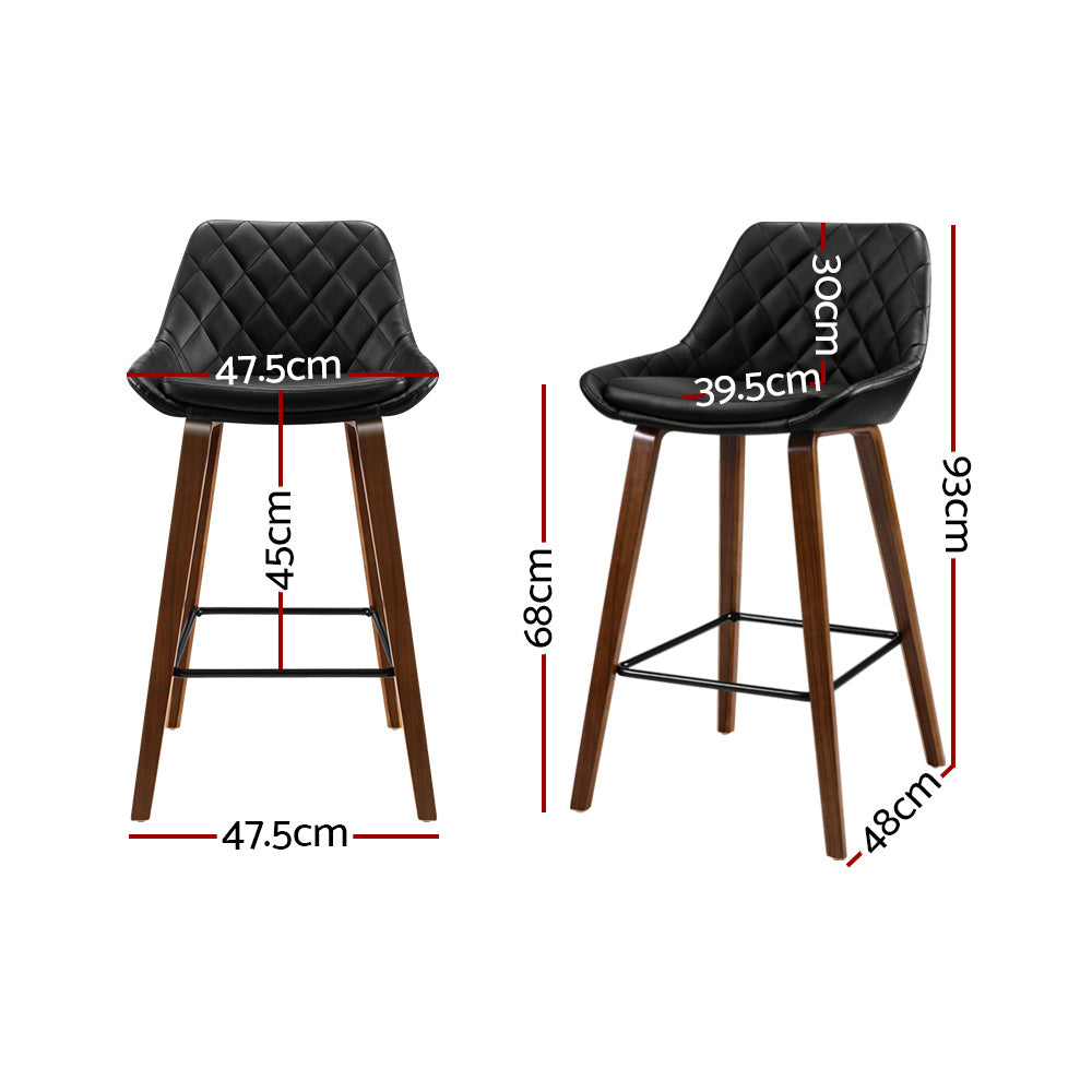 Marlook 2x Bar Stools PU Seat Wooden