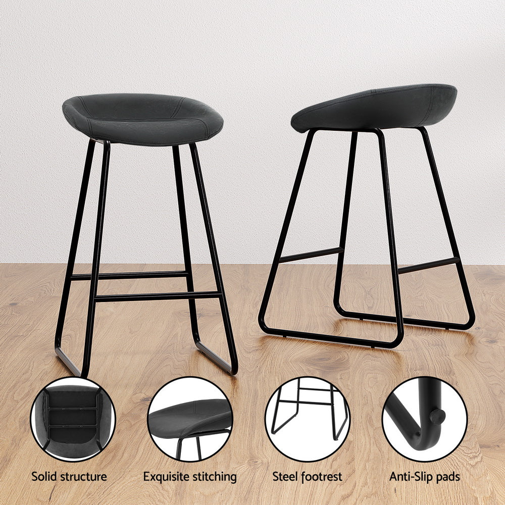 Marlook 2x Bar Stools Kitchen Dining Chairs Counter Stool PU Leather Metal