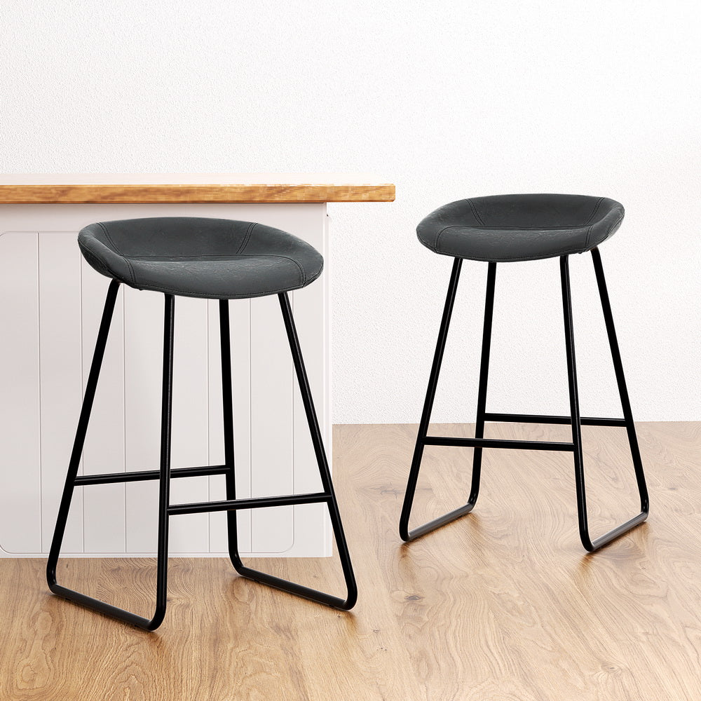 Marlook 2x Bar Stools Kitchen Dining Chairs Counter Stool PU Leather Metal