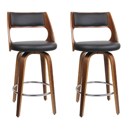 Marlook 2x Bar Stools Swivel Leather Chair 65cm