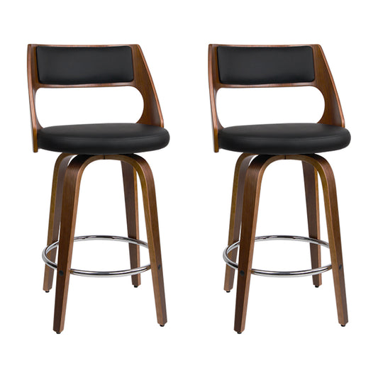 Marlook 2x Bar Stools Swivel Leather Chair 76cm