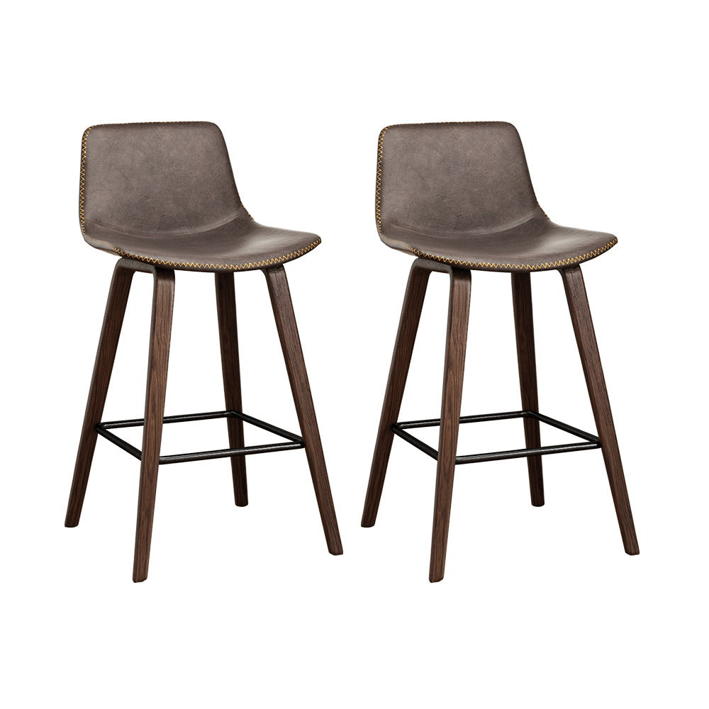 Marlook Bar Stools Kitchen Counter Barstools Leather Wooden Chairs x2