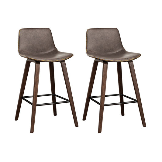 Marlook Bar Stools Kitchen Counter Barstools Leather Wooden Chairs x2