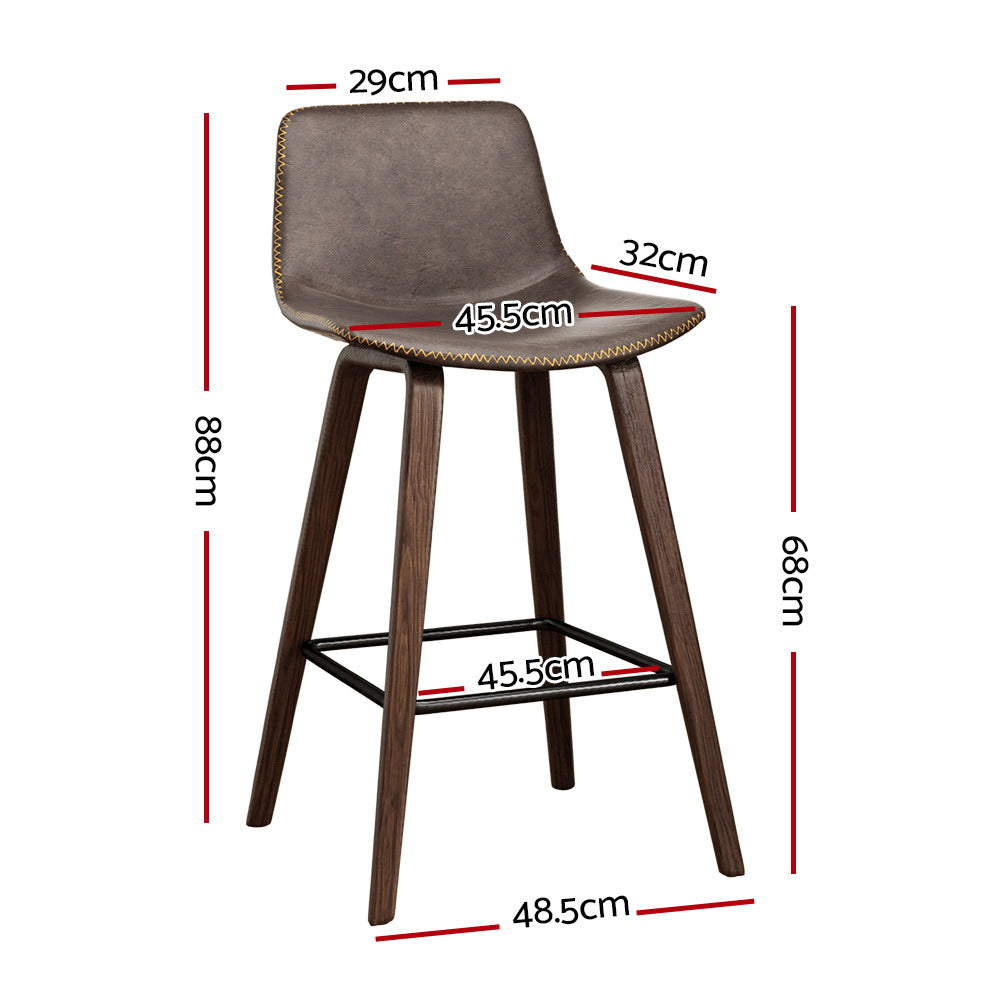 Marlook Bar Stools Kitchen Counter Barstools Leather Wooden Chairs x2