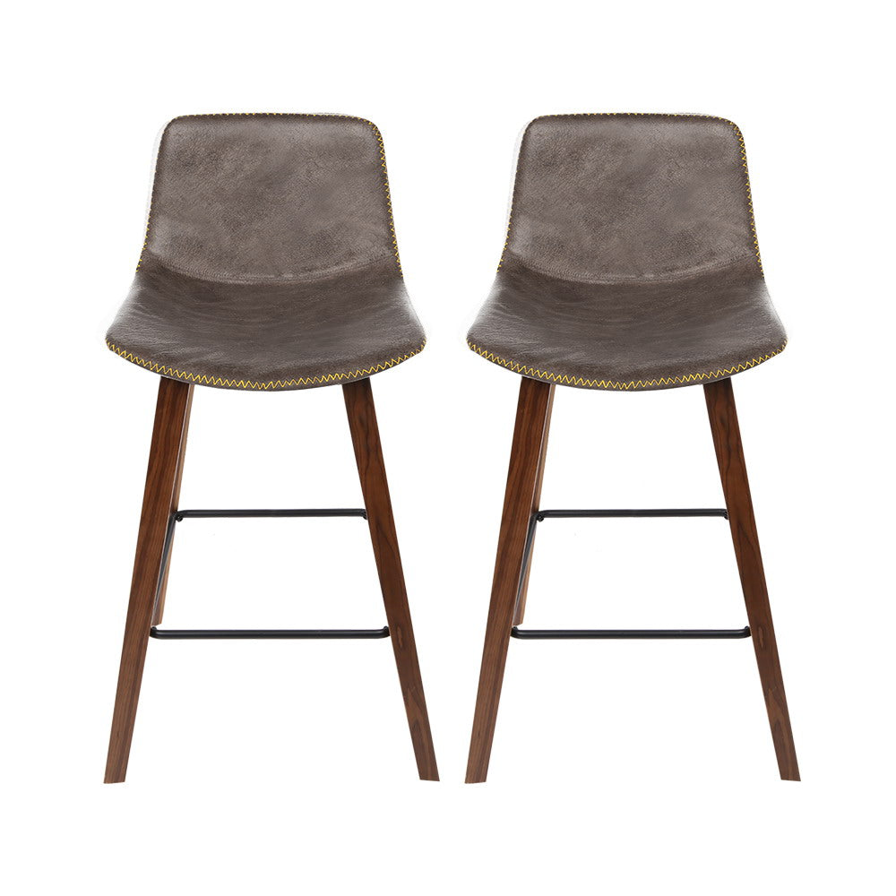 Marlook Bar Stools Kitchen Counter Barstools Leather Wooden Chairs x2