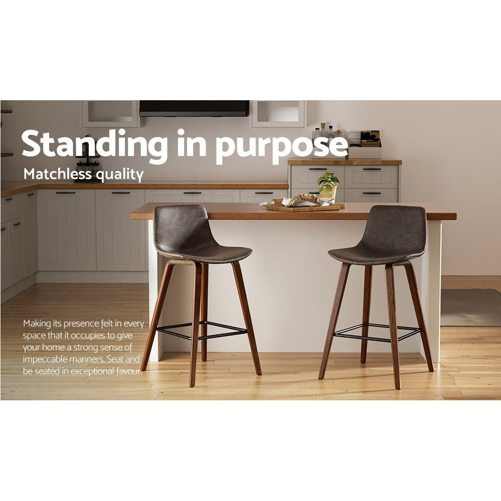 Marlook Bar Stools Kitchen Counter Barstools Leather Wooden Chairs x2