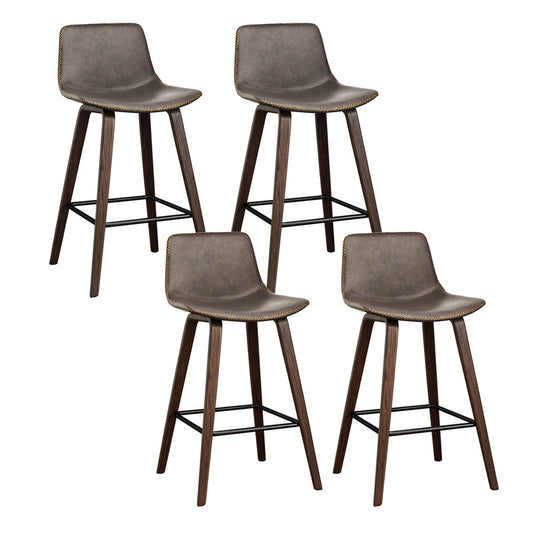 Marlook 4x Bar Stools Vintage Leather Wooden