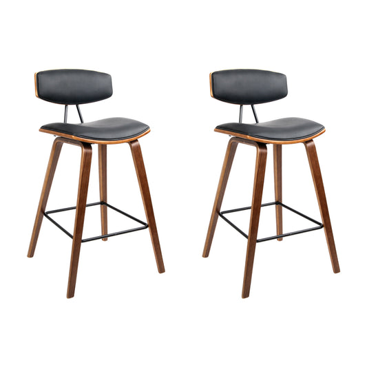 Marlook 2x Bar Stools Leather Padded w/Backrest
