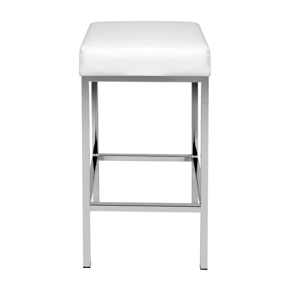 Marlook 2x Bar Stools Leather Padded Metal White