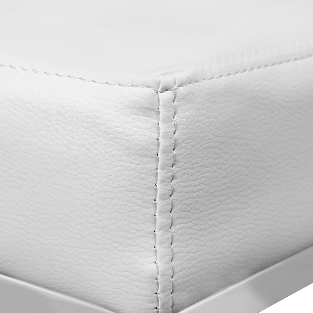 Marlook 2x Bar Stools Leather Padded Metal White