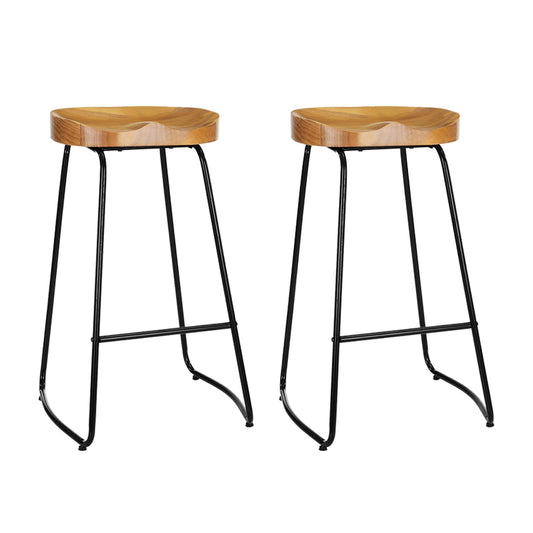 Marlook 2x Bar Stools Tractor Seat 75cm Wooden