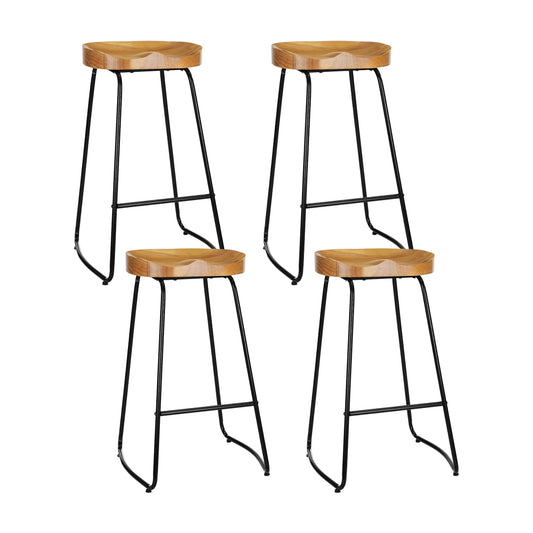 Marlook 4x Bar Stools Tractor Seat 75cm Wooden
